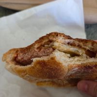 Wee roll in vegan square sausage and tattie scone - a Scottish tradition, can't beat it! at The Green Goose in Glasgow