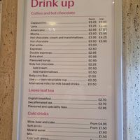 Drinks Menu at Walker Art Gallery in Liverpool