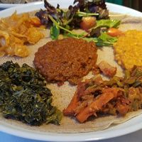 Vegan plate at Enjera in Arlington