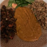 Vegan/veggie sampler they were out of the vegan chicken strips so I substituted at Enjera in Arlington