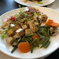 Tofu herb dish with vegetables   at Ah! La Belle Histoire in Concarneau