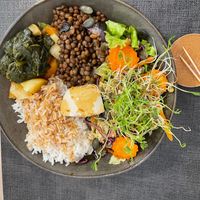 Salad with lentils, rice and veggies at Ah! La Belle Histoire in Concarneau
