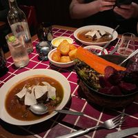 Roasted vegetables and stew at Decimo in London