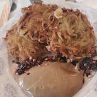 Dill & potato latke, Daikon Lox, Beet Soil, Black Garlic Yogurt at Root To Fruit - Meal Prep in Philadelphia