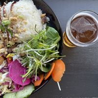 Yogi bowl and a tiny sour from the bar next doorr  at South G Kitchen in Arcata