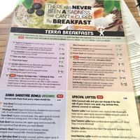 Breakfast menu at Terra Sana in Estepona