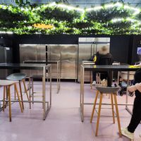 Seating (open to the outside) at Urban Food ZH in Zurich