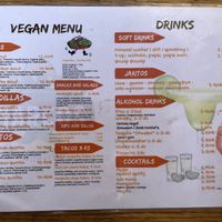 Vegan menu at Narcos Food With Feelings in Bratislava