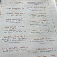 Menu with vegan options clear at Black Mamba in Dundee