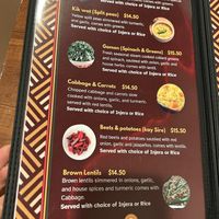 Menu  #Veganuary at Gursha Ethiopian Cuisine in Roseville