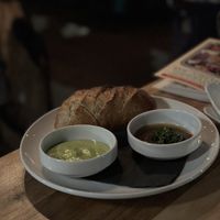Bread and spread  at Watershed Distillery in Columbus