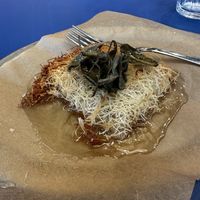 Fried vegan cheese in syrupp  at Goli Restaurant in Budapest