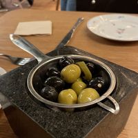 Smoked olives   at Goli Restaurant in Budapest