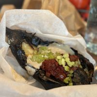 Charcoaled eggplant   at Goli Restaurant in Budapest