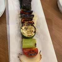 Souvlaki with babaganoush aioli   at Goli Restaurant in Budapest