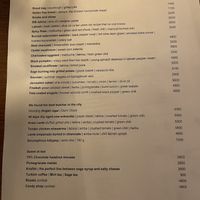 Menu  at Goli Restaurant in Budapest