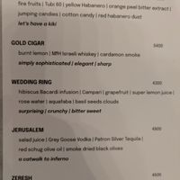 Some of the interesting cocktails  at Goli Restaurant in Budapest