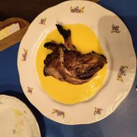 Mushroom on polenta at Goli Restaurant in Budapest