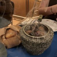 Smoke & olives and bread bag   at Goli Restaurant in Budapest