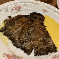 Oyster mushrooms on polenta cream   at Goli Restaurant in Budapest