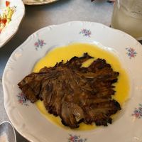 Mushroom and polenta at Goli Restaurant in Budapest