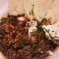 Beer goulash at Moment in Prague