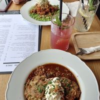 soy pea ragout and goulash at Moment in Prague