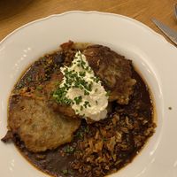 Guláš with horseradish cream  at Moment in Prague