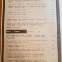 The appetizers and lunch menu at Moment in Prague