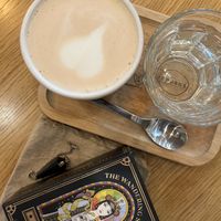 Chai latte based on oat milk. Good but I could use a biiiiit more spices  at Moment in Prague