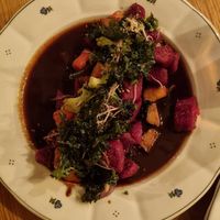 Kürbis und Rote Beete Gnocchi at Moment in Prague