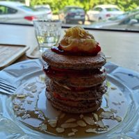 Buckwheat pancakes at Moment in Prague