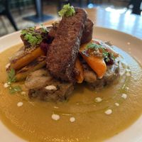 SVÍČKOVÁ SAUCE with veggies and Jack fruit meat   at Moment in Prague