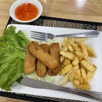 Fish fingers, 150 baht  at Apple Vegan Cafe & Restaurant - ร้านอาหารเจ คาเฟ่เจ in Pattaya