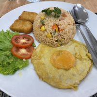American fried rice with vegan egg, 119 baht  at Apple Vegan Cafe & Restaurant - ร้านอาหารเจ คาเฟ่เจ in Pattaya