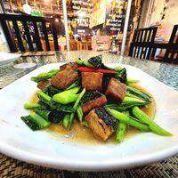 Stir-Fried Kale with Sea Bass. at Apple Vegan Cafe & Restaurant - ร้านอาหารเจ คาเฟ่เจ in Pattaya