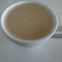 Banana chai latte   at Pop Over Eatery in Mystic