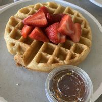 Vegan belgian waffle  at Pop Over Eatery in Mystic