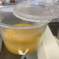 Sopa de mandioquinha na embalagem do delivery(entrada). Bem gostosa e quentinha.  at Elio Cucina Speciale in Sao Paulo