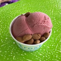 Raspberry with almond topping    at Ecofrost in Puerto Villamil