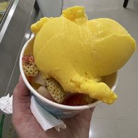 Mango and Maracuja with strawberry 🍓 topping    at Ecofrost in Puerto Villamil