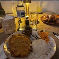 Croquetas de papa, zanahoria y carne de soya. Croquettes made with potato, carrots and soy meat. Wow!  at Cabañas Mágico Atardecer in Oaxaca