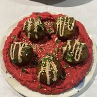 falafel, beetroot hummus  at In Bloom Vegan Cooking School in Barcelona