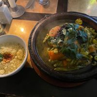 Vegetarian (also vegan) tagine with couscouss  at Tagine Zhor in Bath