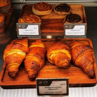 Vegan orange croissant and cocoa swirl at Caffé Vergnano 1882 in Budapest