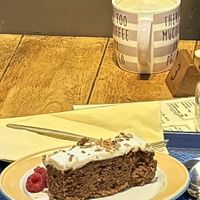 Vegan carrot 🥕 cake, with oat cafe latte   at Astley Book Farm in Bedworth