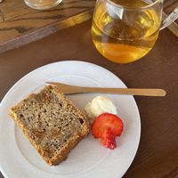 Banana fig pound cake and herbal tea  at Aomugi in Odawara