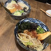 Tonkotsu left, Syoyu right  at Vegan Ramen by Playpen Friends in Osaka