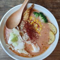 Tomato tonkotsu ramen at Vegan Ramen by Playpen Friends in Osaka