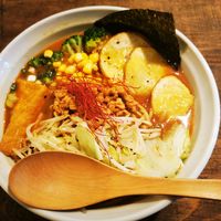 Vegan miso ramen. Added fried tofu at Vegan Ramen by Playpen Friends in Osaka
